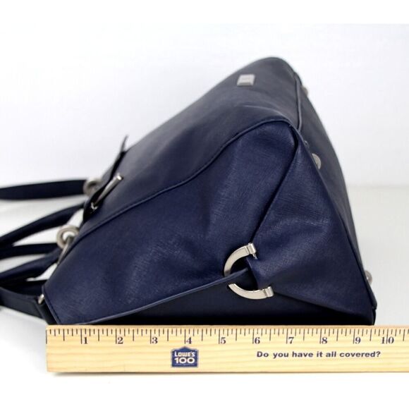 Large Zac Posen NAVY BLUE GENUINE LEATHER SHOULDER BAG HANDBAG SATCHEL PURSE - Picture 12 of 16